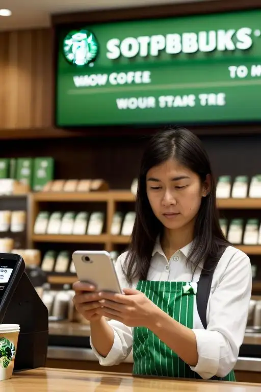 A-frustrated-Starbucks-partner-holding-a-smartphone-with-an-error-message-on-the-Starbucks-Partner-Hours-app.-Background-shows-a-coffee-shop-counter.webp