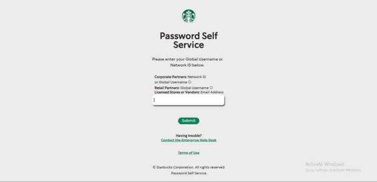 Starbucks Partner Hours Password Reset