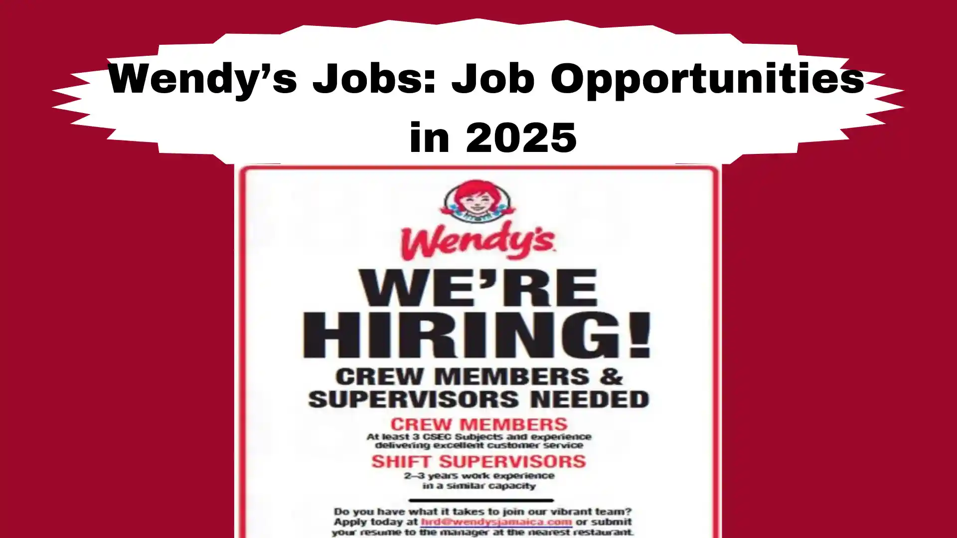 Wendy’s Jobs: Job Opportunities in 2025