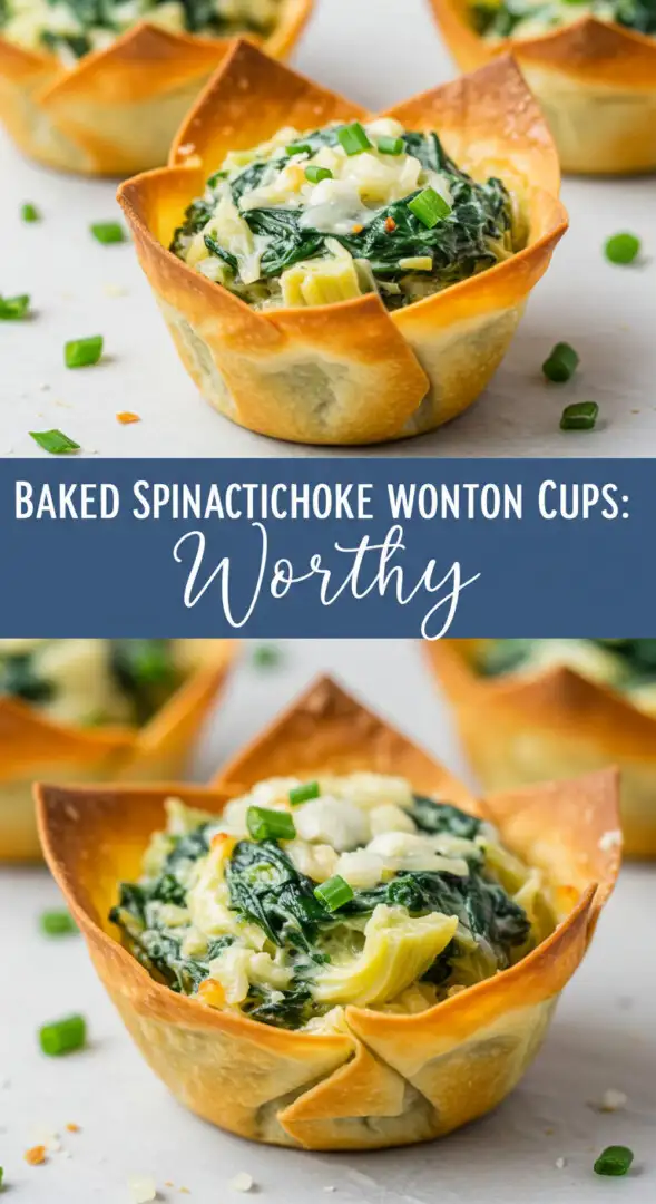 Baked Spinach Artichoke Wonton Cups
